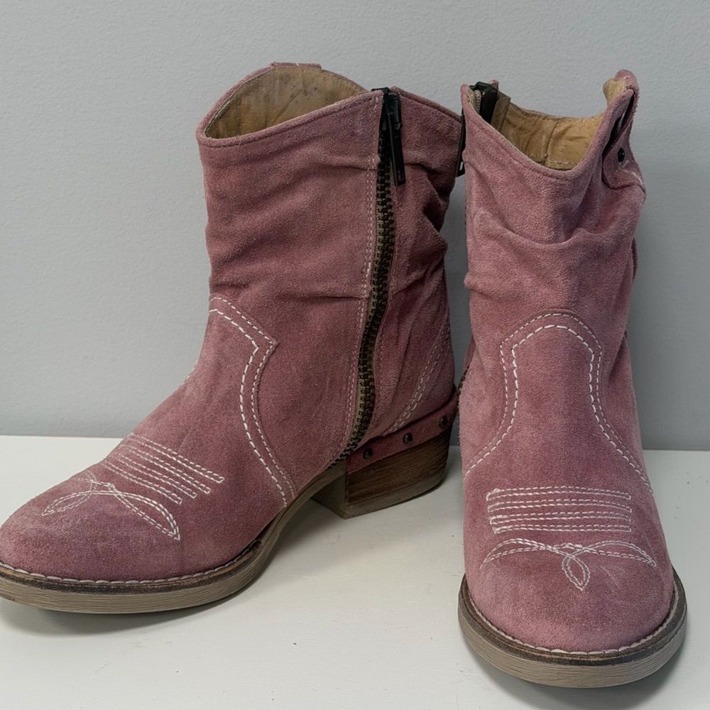 Sundance Pink Suede Ankle Boots